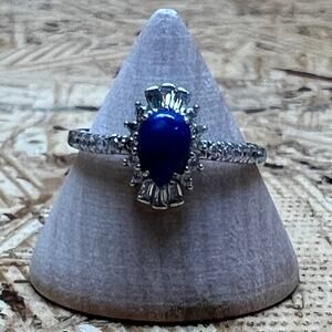 Bomb Party The Sterling Club Genuine Lapis Stone Sterling Silver Band Sz 9 Ring